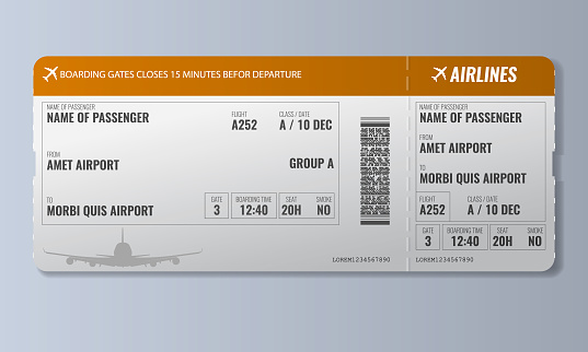 Airline boarding pass or air ticket design template. High detailed realistic Vector illustration.