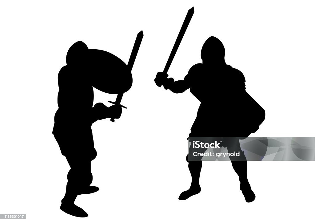 Old knight Man in old knightly clothes on white background Cut Out stock vector