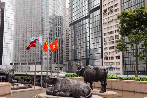 Hong Kong, Hong Kong - 02 22 2017: Hong Kong stock exchange business downtown district.