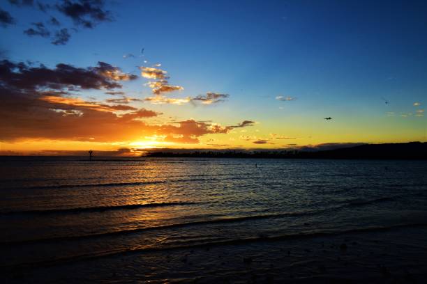 istock Fiery Ocean View Sunset in Oahu, Hawaii 1135303089