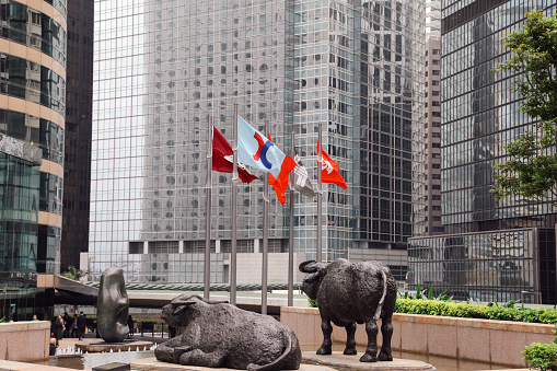 Hong Kong, Hong Kong - 02 22 2017: Hong Kong stock exchange business downtown district.