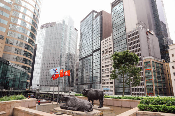 Hong Kong, Hong Kong - 02 22 2017: Hong Kong stock exchange business downtown district.