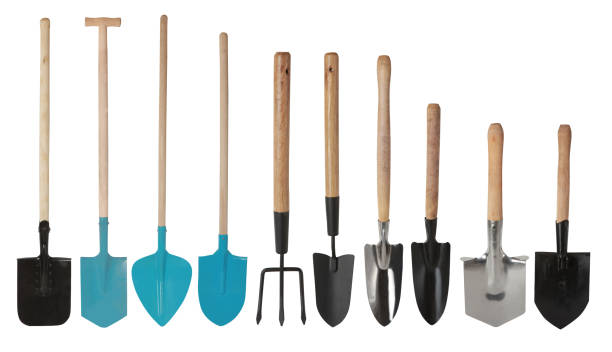 main trowels - trowel shovel gardening equipment isolated photos et images de collection