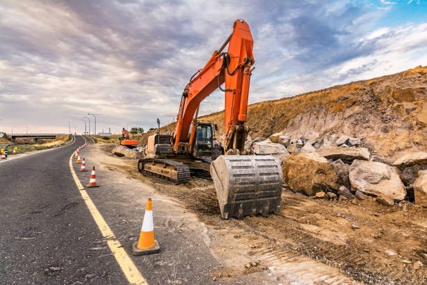 istock Works to extend and repair a highway in central Spain 1135306377