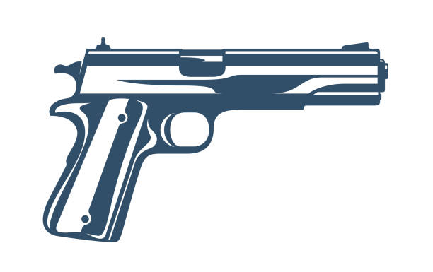 Gun vector illustration, detailed handgun isolated on white background. Gun vector illustration, detailed handgun isolated on white background. pistol clipart stock illustrations