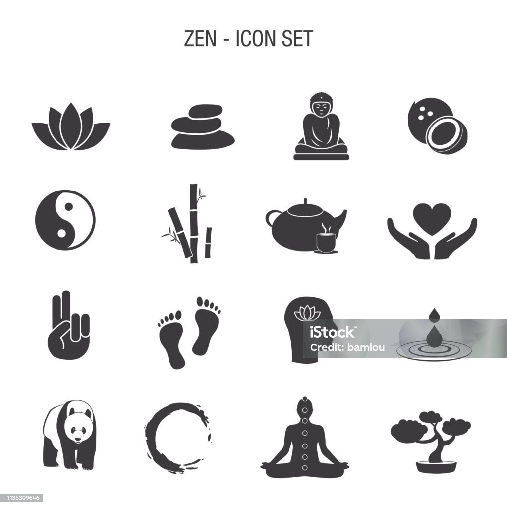 Zen Icon Set Vector of Zen Icon Set Icon Symbol stock vector
