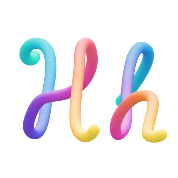 다채로운 알파벳, 문자 h - letter h alphabet three dimensional shape green stock illustrations