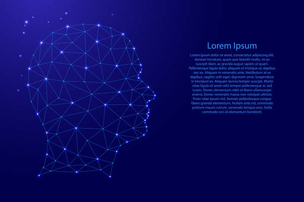 istock Head human silhouette from futuristic polygonal blue lines and glowing stars for banner, poster, greeting card. Vector illustration. 1135311571