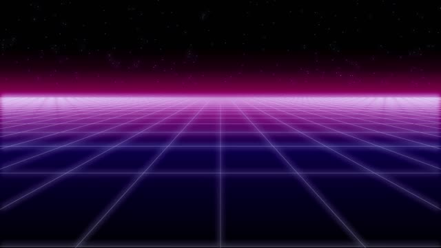 synthwave net and stars Retro Background 3d render