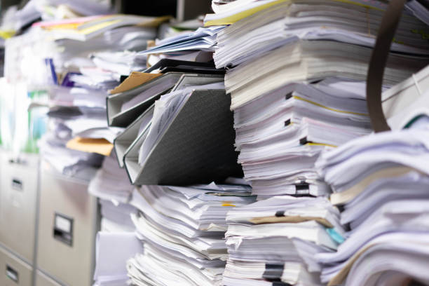 istock Many filing cabinets in a messy office without mess. 1135315059