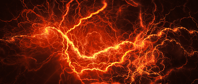 Fiery glowing lightning, computer generated abstract background
