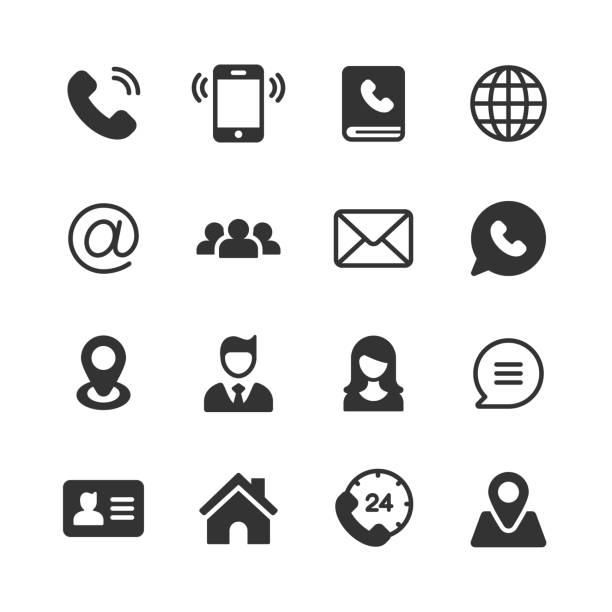 wenden sie sich an uns glyph-icons. pixel perfect. für mobile und web. enthält solche icons wie telefon, support, standort, home, visitenkarte. - employment document stock-grafiken, -clipart, -cartoons und -symbole