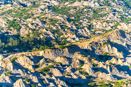 Badlands landscape inside the Aliano Badlands National Park in Val D'Agri, Basilicata