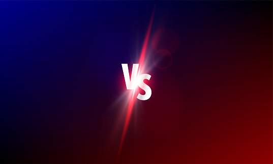 VS versus vector background. Sport fight competition VS light shine glow