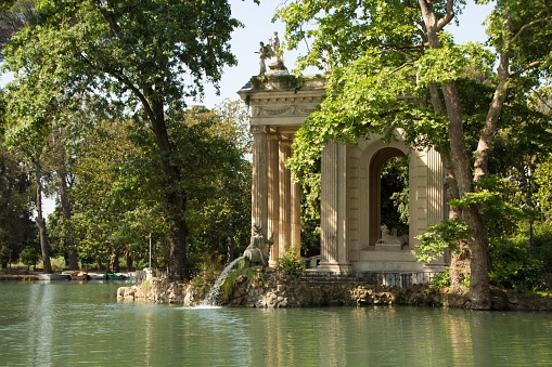 Temple of Asclepius (Tempio di Esculapio) at Villa Borghese Park. Rome, Italy.