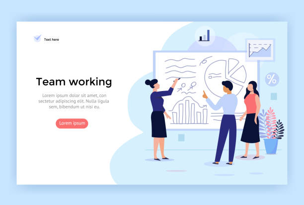 Team working concept illustration. Team working concept illustration, perfect for web design, banner, mobile app, landing page, vector flat design all vocabulary stock illustrations