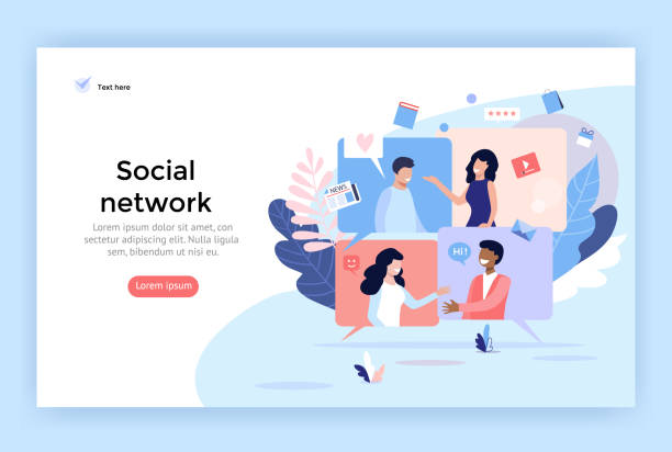 Social network concept illustration. Social network concept illustration, perfect for web design, banner, mobile app, landing page, vector flat design social networking connection group of people connect stock illustrations