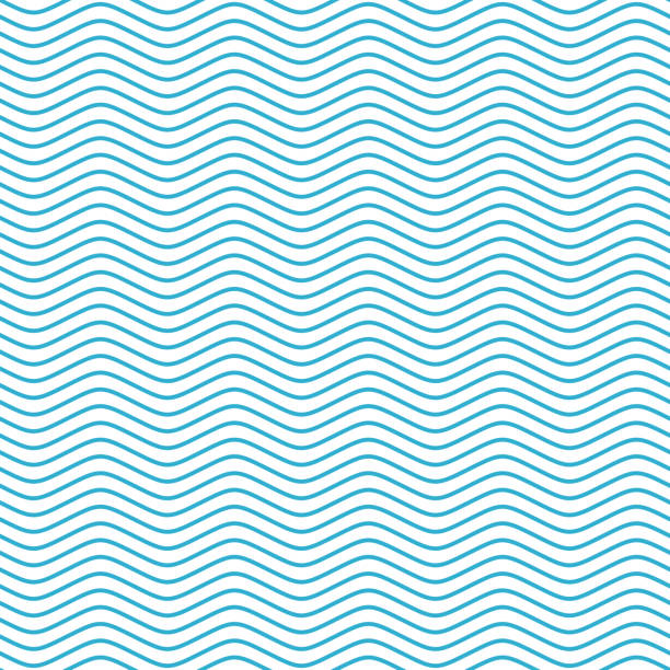 бесшовная текстура волны. - single line in a row blue water stock illustrations