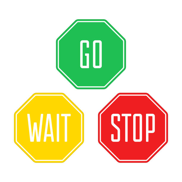 illustrazioni stock, clip art, cartoni animati e icone di tendenza di smettila di aspettare, firma. - red stop stop sign go