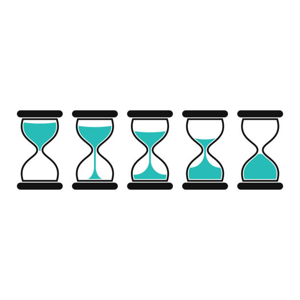 Hourglass icons set. Hourglass icons, isolated on white background. Sand Clocks for Sprite Sheet Animation. Time hourglass in simple flat style. Vector illustration EPS 10. hourglass stock illustrations