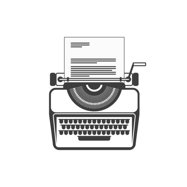 typewrite flat icon. - typewriter storytelling fairy tale book stock-grafiken, -clipart, -cartoons und -symbole