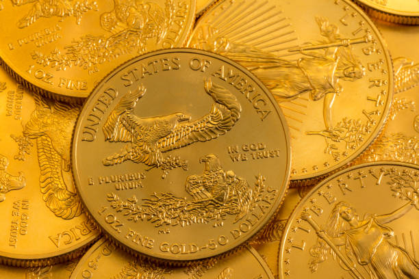 istock Pile of US Treasury Gold Eagle one ounce coins 1135324882