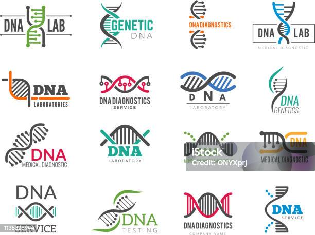 Dna Logotype Business Identity With Science Biotech Symbols Pharmaceutical Bio Icons Stock Illustration - Download Image Now