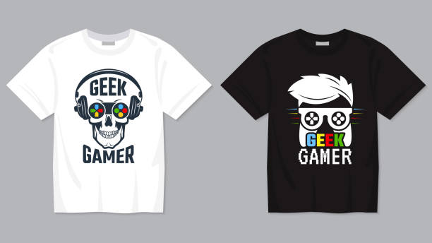 Game t-shirt. Joypad controller digital video gaming concept for geek vector printing template for textile Game t-shirt. Joypad controller digital video gaming concept for geek vector printing template for textile. Illustration of joypad and joystick, gamepad for play black nerd stock illustrations