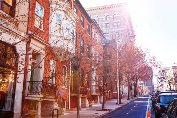 istock Baltimore streets with red brick houses, USA 1135327691
