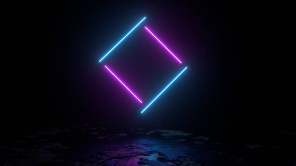 istock 3d abstract background render, pink and blue neon lights fly over the ground, retrowave and synthwave illustration. 1135327807