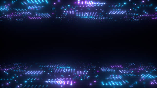 istock 3d abstract art background render, circles and dots on the black, retrowave and synthwave illustration. 1135327862