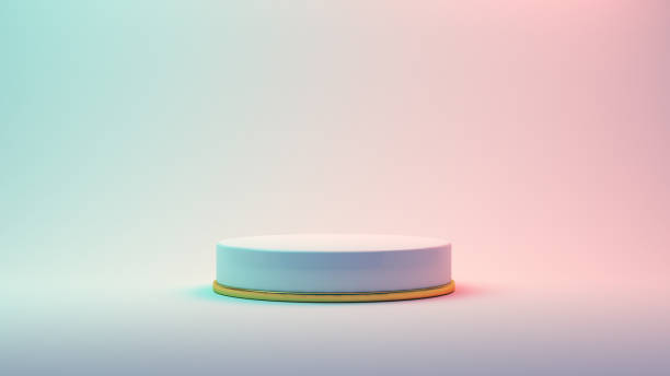 istock 3d render abstract platforms with golden part. Realistic mock up for promotion, banners background, product show. 1135327962