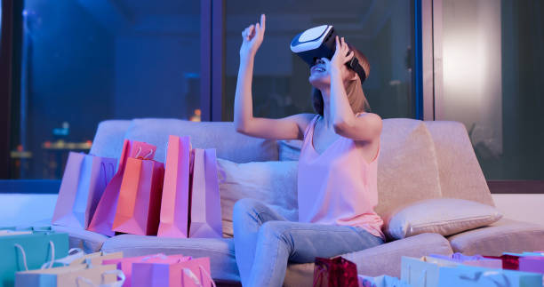 woman shopping with VR headset