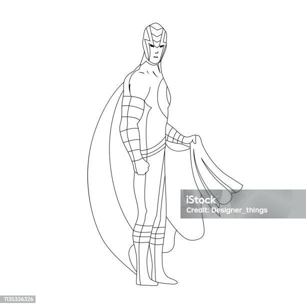 Superhero For Coloring Book Isolated Comic Book Vector Illustration Stock Illustration - Download Image Now