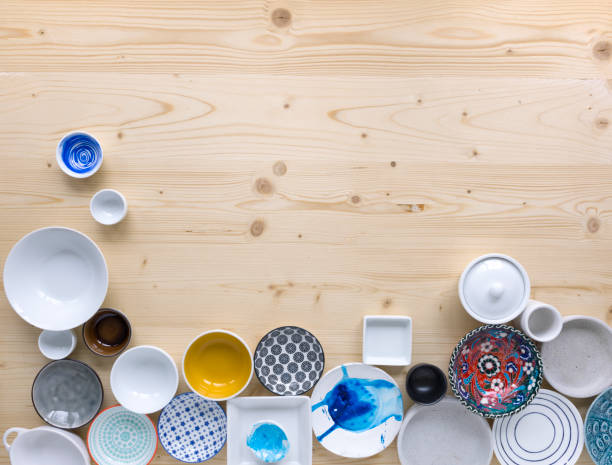 istock different kinds of modern colourful and white crockery in different designs on light wood background 1135336331