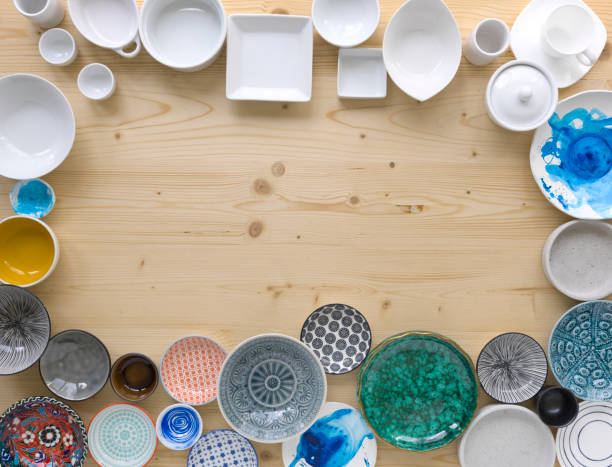 istock different kinds of modern colourful and white crockery in different designs on light wood background 1135336611