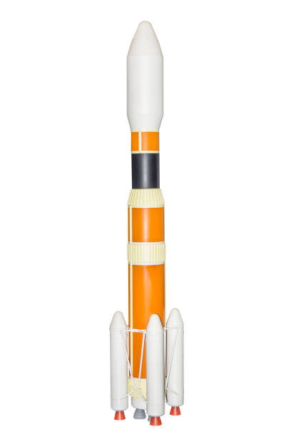 istock orange and white multistages space rocket model isolated on white background with clipping path. 1135340765