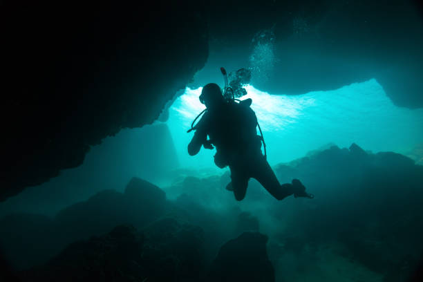 istock Scuba diver in cave diving 1135342296
