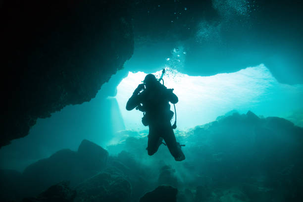 istock Scuba diver in cave diving 1135342329