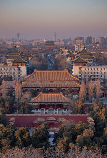 der verbotene palast in der stadt peking, china. - ming china forbidden city emperor stock-fotos und bilder