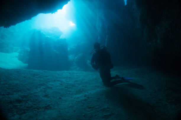 istock Scuba diver in cave diving 1135342353