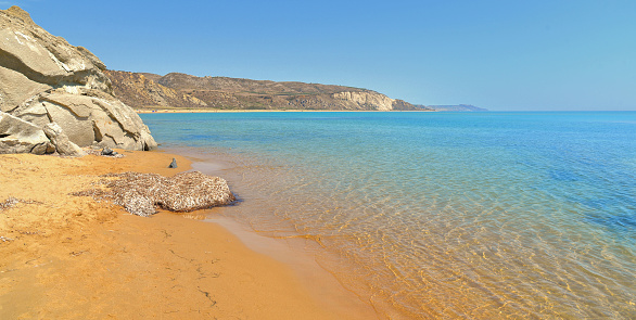 beautiful seascape with clear turquoise water on the beach Torre Salsa, Siculiana, Agrigento Sicily, Italy
