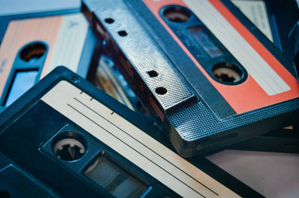 istock Set of colorful old audio cassettes background 1135346774