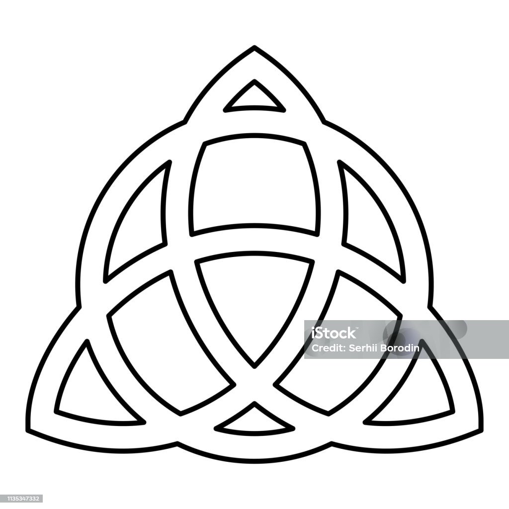 Trikvetr knot with circle Power of three viking symbol tribal for tattoo Trinity knot icon black color outline vector illustration flat style image Trikvetr knot with circle Power of three viking symbol tribal for tattoo Trinity knot icon black color outline vector illustration flat style simple image Eternity stock vector