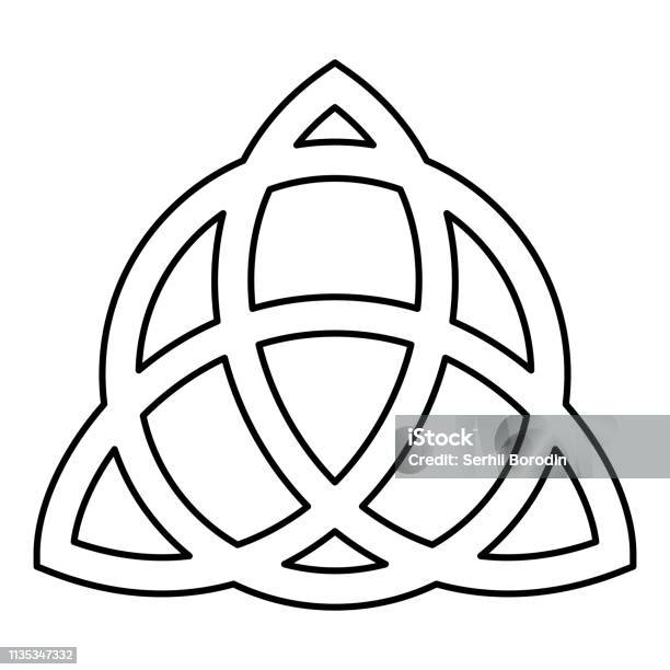 Trikvetr Knot With Circle Power Of Three Viking Symbol Tribal For Tattoo Trinity Knot Icon Black Color Outline Vector Illustration Flat Style Image Stock Illustration - Download Image Now