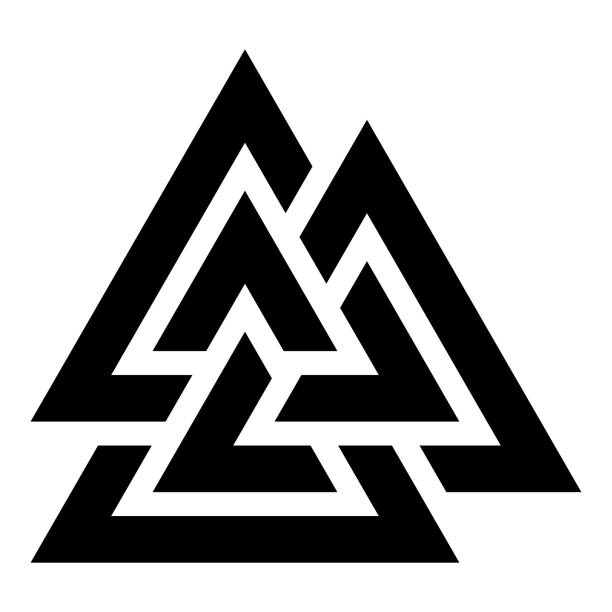 ilustraciones, imágenes clip art, dibujos animados e iconos de stock de icono de valknut símbolo negro color vector ilustración imagen de estilo plano - triquetra