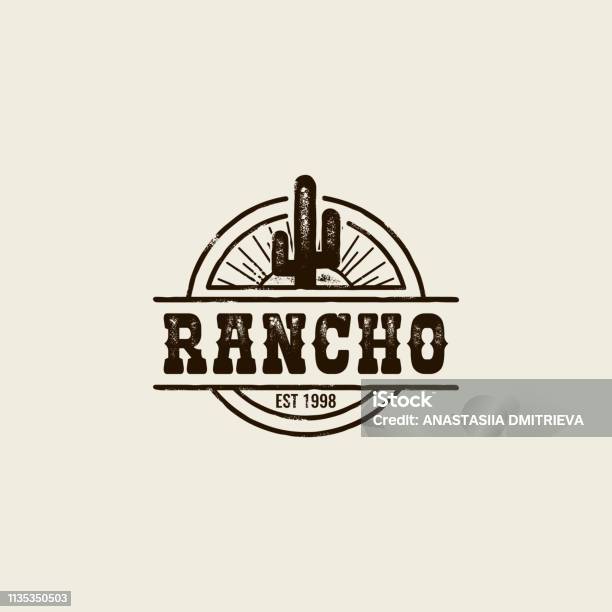 Ranch Cactus Logo Stock Illustration - Download Image Now - Logo, Wild West, Cactus
