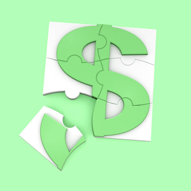 istock Light green dollar sign is represented in the puzzle's form. 1135350876