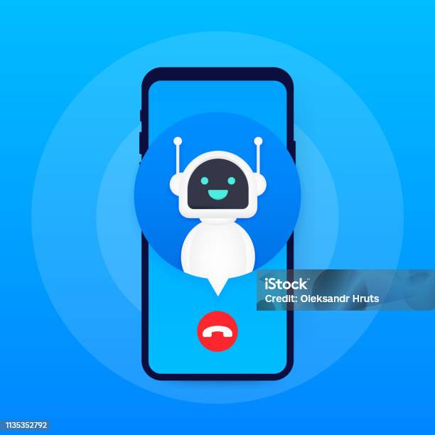Bot Phone Numbers Bot Calling To User Smiling Customer Service Robot Vector Illustration ...