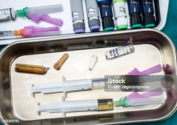 Diverse Medication For Parenteral Use Prepared To Supply In A Hospital Conceptual Image Horizontal Composition Stock Photo - Download Image Now